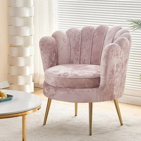 Contemporary Scandinavian Velvet Wood Sponge Metal Round Oval Petal Sofa Backrest Armrest For Living Room - Image 13