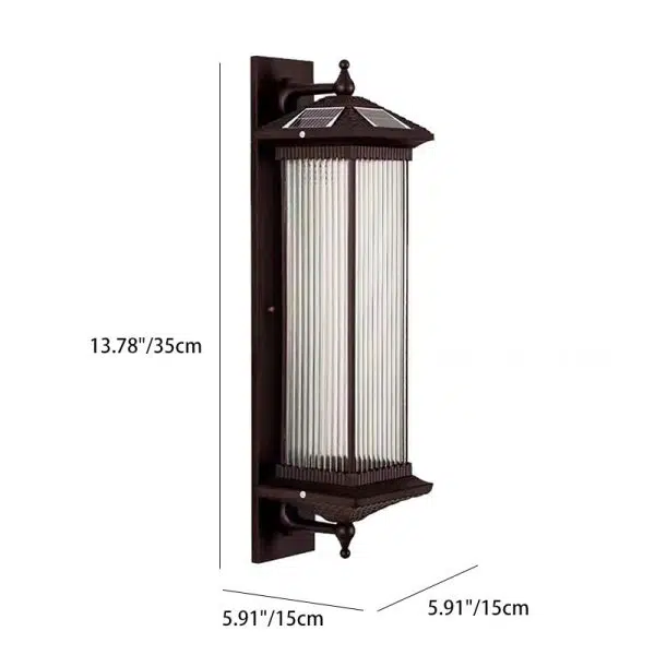 Modern Minimalist Solar Aluminum & Glass Rectangular LED Wall Sconce Lamp For Garden - Image 4
