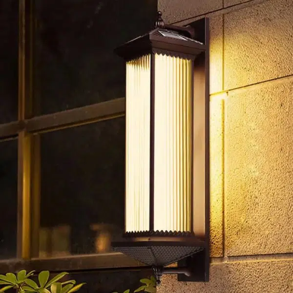Modern Minimalist Solar Aluminum & Glass Rectangular LED Wall Sconce Lamp For Garden - Image 3
