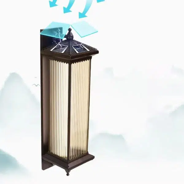 Modern Minimalist Solar Aluminum & Glass Rectangular LED Wall Sconce Lamp For Garden - Image 5