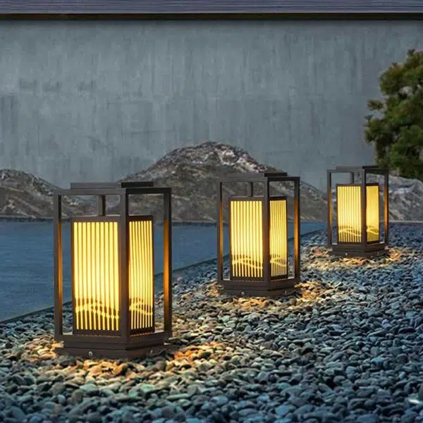 Modern Minimalist Stainless Steel & Resin Rectangular 1-Light Outdoor Light For Garden - Image 2