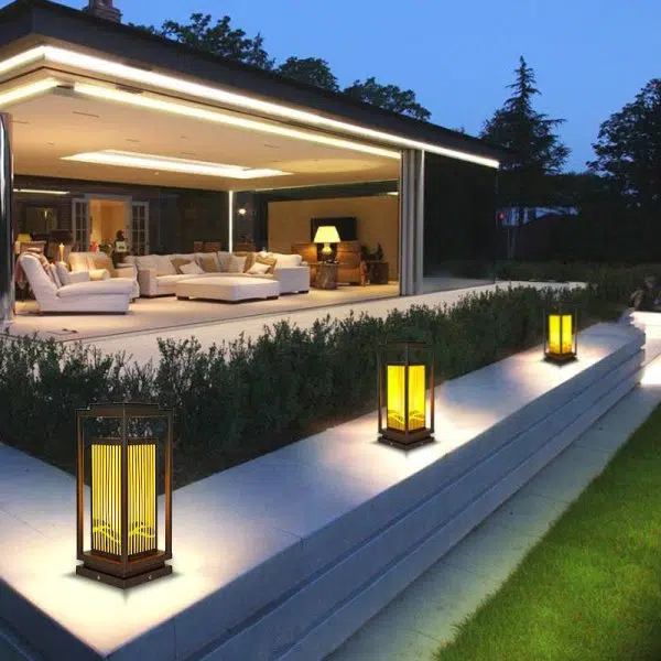 Modern Minimalist Stainless Steel & Resin Rectangular 1-Light Outdoor Light For Garden - Image 9