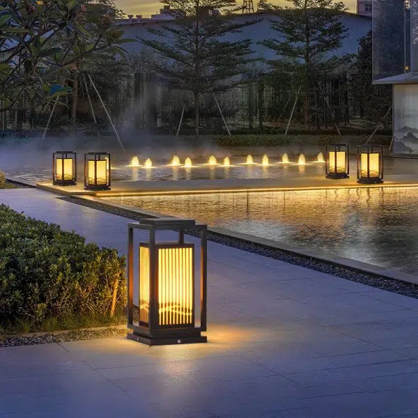 Modern Minimalist Stainless Steel & Resin Rectangular 1-Light Outdoor Light For Garden - Image 11