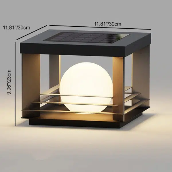 Modern Minimalist Solar Waterproof Stainless Steel PC Rectangular Globe LED Outdoor Post Head Light For Outdoor Patio - Image 6