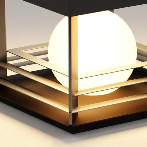 Modern Minimalist Solar Waterproof Stainless Steel PC Rectangular Globe LED Outdoor Post Head Light For Outdoor Patio - Image 9