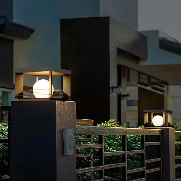 Modern Minimalist Solar Waterproof Stainless Steel PC Rectangular Globe LED Outdoor Post Head Light For Outdoor Patio - Image 3