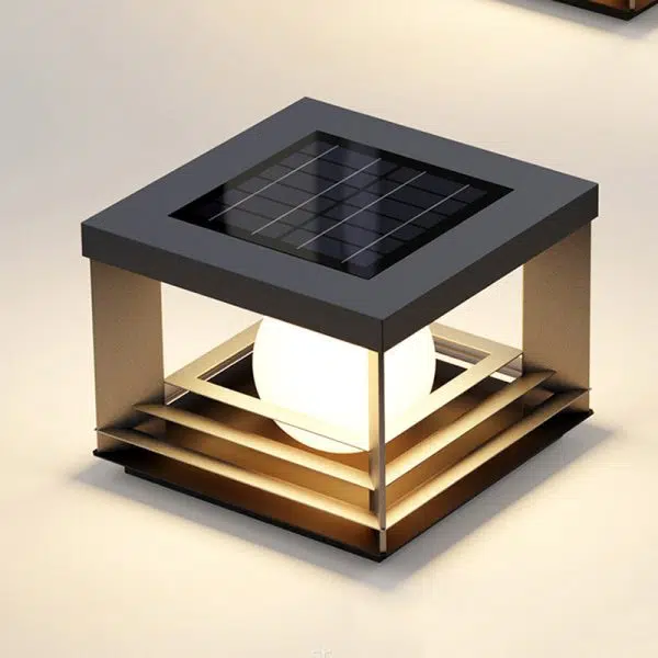 Modern Minimalist Solar Waterproof Stainless Steel PC Rectangular Globe LED Outdoor Post Head Light For Outdoor Patio - Image 8