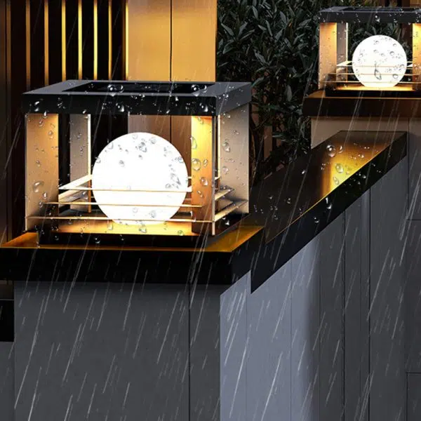 Modern Minimalist Solar Waterproof Stainless Steel PC Rectangular Globe LED Outdoor Post Head Light For Outdoor Patio - Image 12