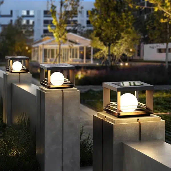 Modern Minimalist Solar Waterproof Stainless Steel PC Rectangular Globe LED Outdoor Post Head Light For Outdoor Patio - Image 13