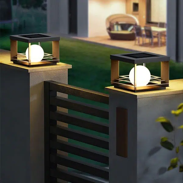 Modern Minimalist Solar Waterproof Stainless Steel PC Rectangular Globe LED Outdoor Post Head Light For Outdoor Patio - Image 14