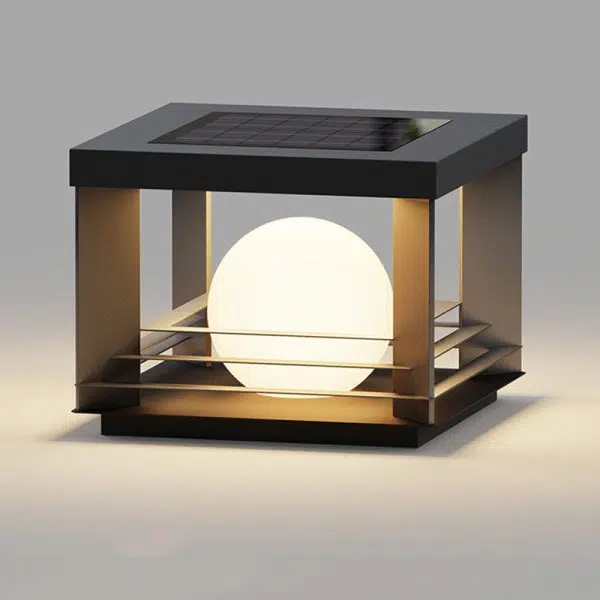 Modern Minimalist Solar Waterproof Stainless Steel PC Rectangular Globe LED Outdoor Post Head Light For Outdoor Patio - Image 11