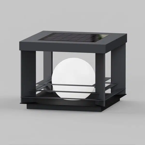 Modern Minimalist Solar Waterproof Stainless Steel PC Rectangular Globe LED Outdoor Post Head Light For Outdoor Patio - Image 10