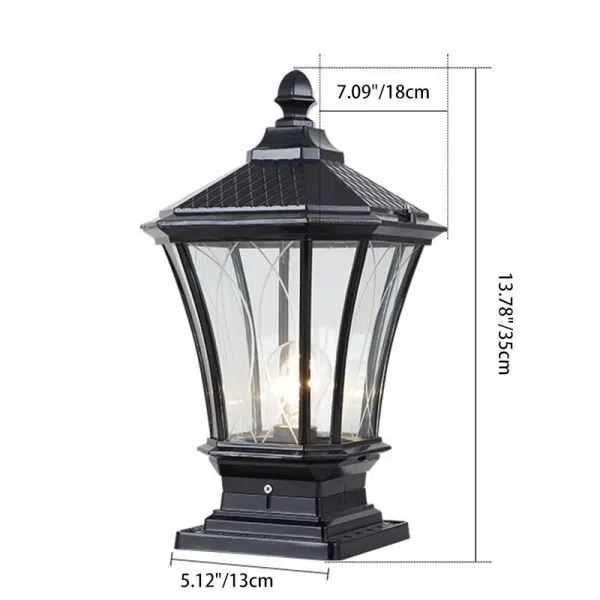 Traditional European Solar Aluminum Glass Octagonal LED Post Head Outdoor Light For Garden - Image 4