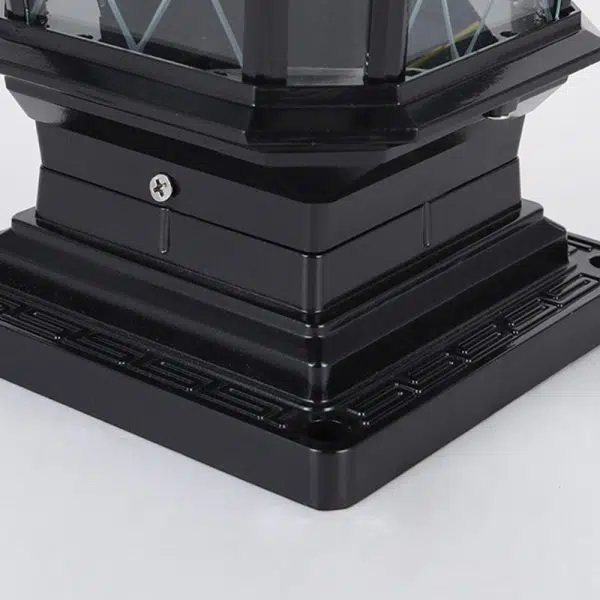 Traditional European Solar Aluminum Glass Octagonal LED Post Head Outdoor Light For Garden - Image 8