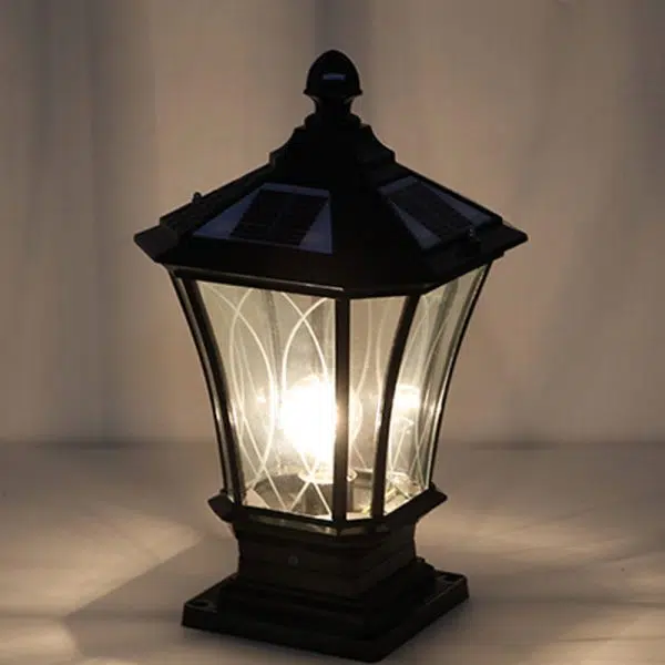 Traditional European Solar Aluminum Glass Octagonal LED Post Head Outdoor Light For Garden - Image 11