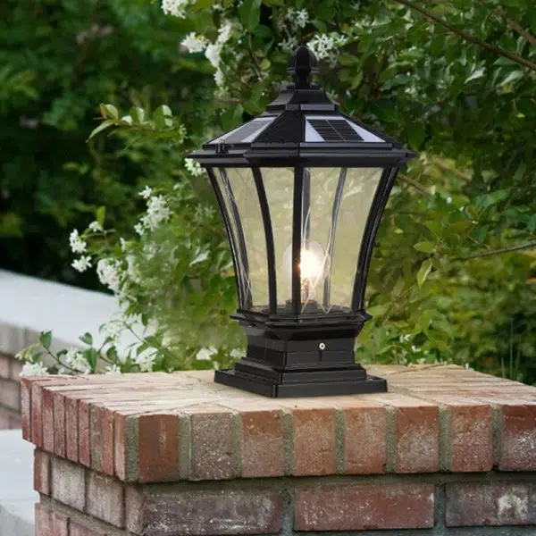 Traditional European Solar Aluminum Glass Octagonal LED Post Head Outdoor Light For Garden - Image 13