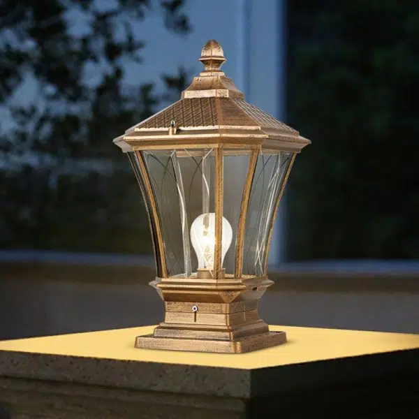 Traditional European Solar Aluminum Glass Octagonal LED Post Head Outdoor Light For Garden - Image 14