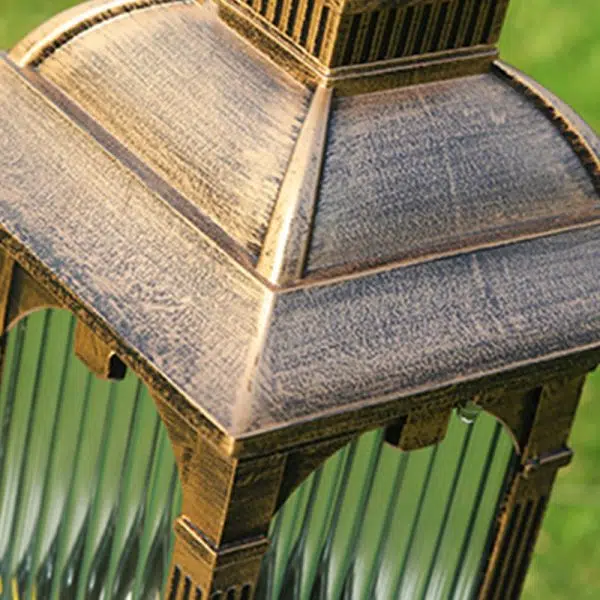 Traditional European Aluminum & Glass Striped Rectangular 1-Light Post Head Outdoor Light For Garden - Image 7