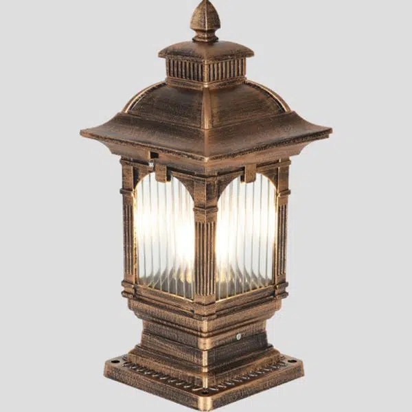 Traditional European Aluminum & Glass Striped Rectangular 1-Light Post Head Outdoor Light For Garden - Image 14