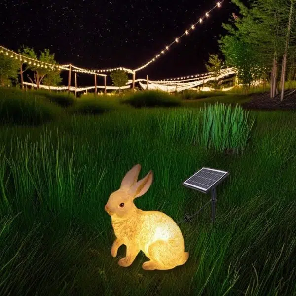 Contemporary Creative Resin & Fiberglass Rabbit-Shaped LED Outdoor Light For Garden Decor - Image 9