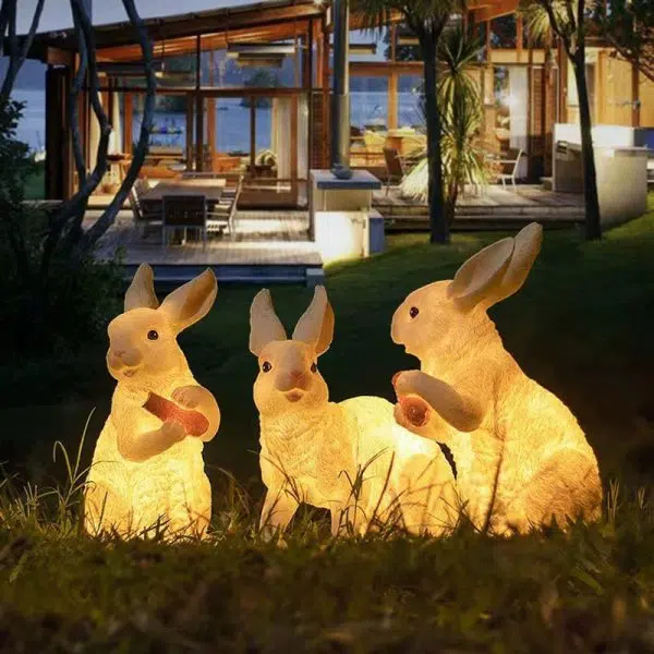 Contemporary Creative Resin & Fiberglass Rabbit-Shaped LED Outdoor Light For Garden Decor - Image 8