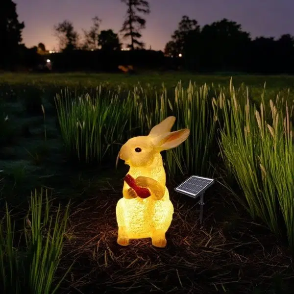 Contemporary Creative Resin & Fiberglass Rabbit-Shaped LED Outdoor Light For Garden Decor - Image 3
