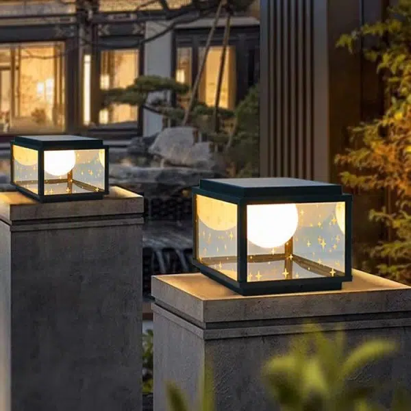 Modern Minimalist Aluminum & Glass Solar Powered LED Square Outdoor Light For Garden & Yard - Image 19