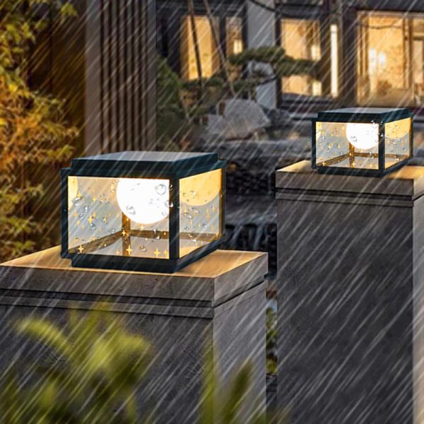 Modern Minimalist Aluminum & Glass Solar Powered LED Square Outdoor Light For Garden & Yard - Image 22