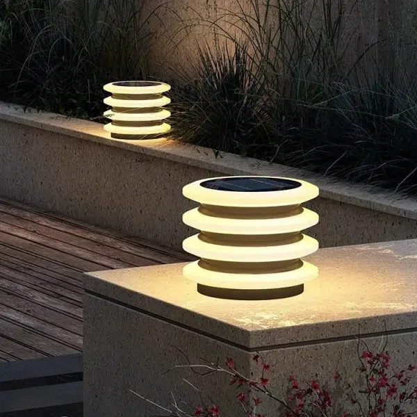 Modern Minimalist Stainless Steel & PE Round & Square LED Solar & Waterproof Outdoor Light For Garden, Yard & Patio - Image 3