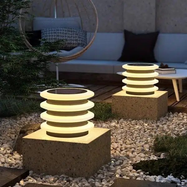 Modern Minimalist Stainless Steel & PE Round & Square LED Solar & Waterproof Outdoor Light For Garden, Yard & Patio - Image 18