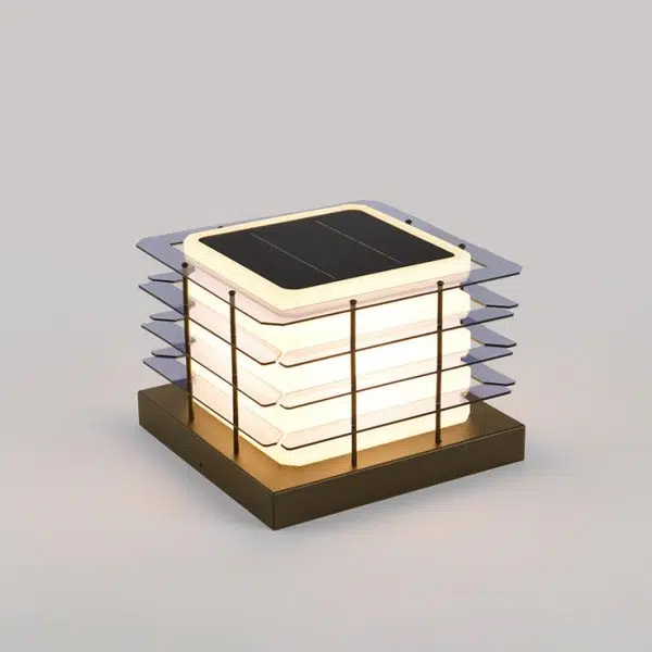 Modern Minimalist Metal, Rotomolded & Acrylic Square LED Outdoor Light With Solar & Waterproof Design For Garden & Patio - Image 11