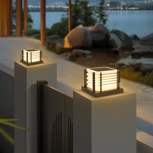 Modern Minimalist Metal, Rotomolded & Acrylic Square LED Outdoor Light With Solar & Waterproof Design For Garden & Patio - Image 12