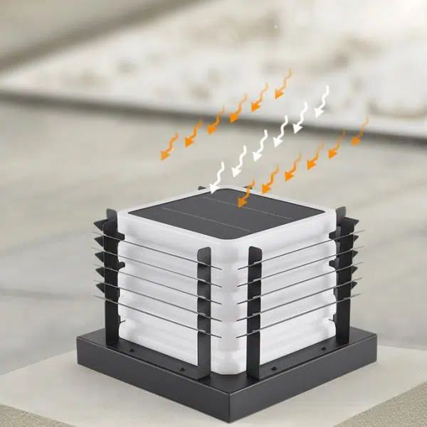 Modern Minimalist Metal, Rotomolded & Acrylic Square LED Outdoor Light With Solar & Waterproof Design For Garden & Patio - Image 5