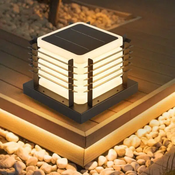 Modern Minimalist Metal, Rotomolded & Acrylic Square LED Outdoor Light With Solar & Waterproof Design For Garden & Patio - Image 13