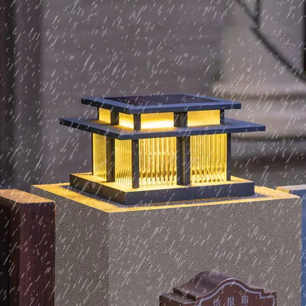 Modern Minimalist Stainless Steel & Glass Square LED Outdoor Light With Solar & Waterproof Design For Courtyard, Balcony & Entryway - Image 3