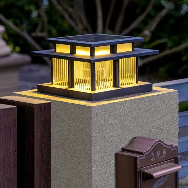 Modern Minimalist Stainless Steel & Glass Square LED Outdoor Light With Solar & Waterproof Design For Courtyard, Balcony & Entryway - Image 2