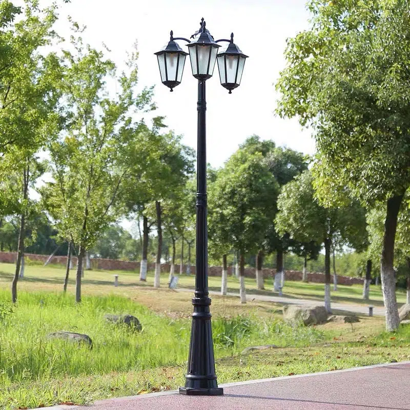 BS-Lighting-AX02931-19.jpg Traditional European Waterproof Aluminum Glass Lantern-Style 2/3-Light Outdoor Light Landscape Lighting For Garden & Outdoor Patio - Image 1