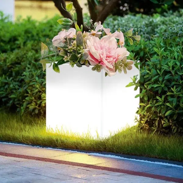 Modern Art Deco Solar Waterproof PE Square Planter LED Outdoor Light Landscape Lighting For Garden & Outdoor Patio - Image 3