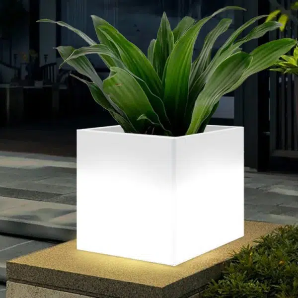 Modern Art Deco Solar Waterproof PE Square Planter LED Outdoor Light Landscape Lighting For Garden & Outdoor Patio - Image 4