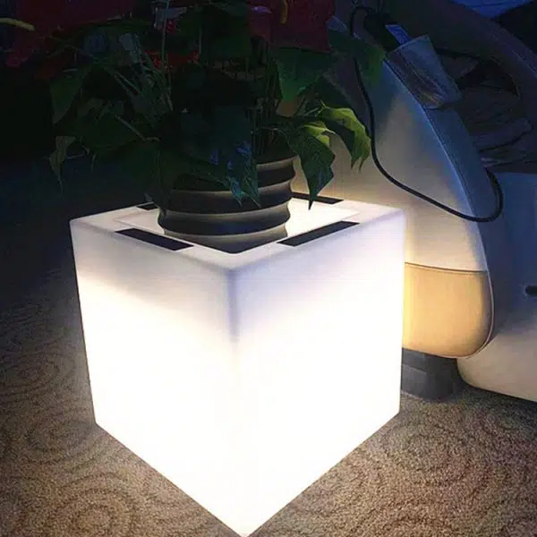 Modern Art Deco Solar Waterproof PE Square Planter LED Outdoor Light Landscape Lighting For Garden & Outdoor Patio - Image 16
