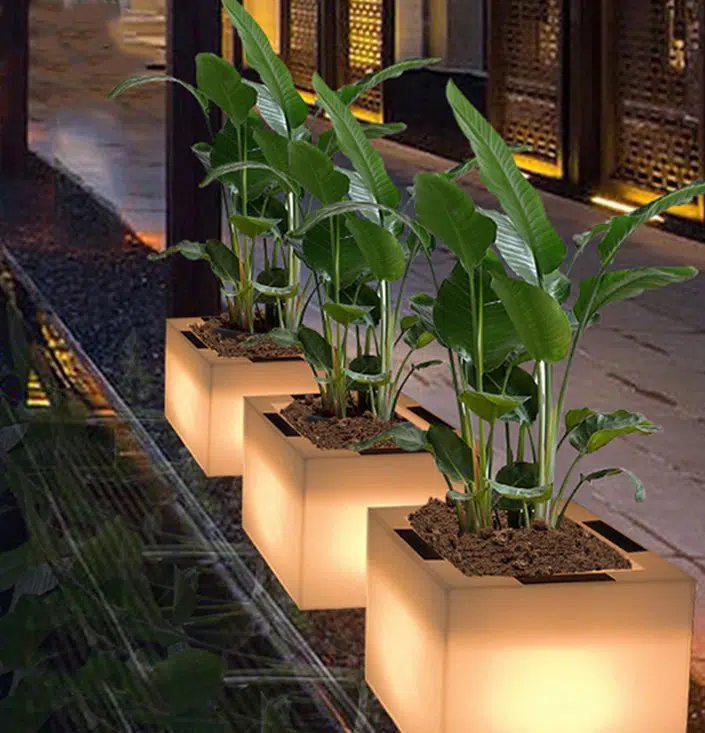 BS-Lighting-AX03122-3.jpg Modern Art Deco Solar Waterproof PE Square Planter LED Outdoor Light Landscape Lighting For Garden & Outdoor Patio - Image 1