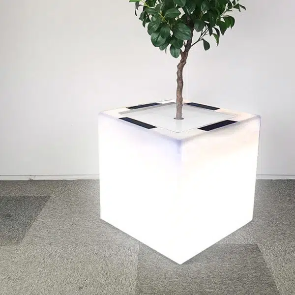 Modern Art Deco Solar Waterproof PE Square Planter LED Outdoor Light Landscape Lighting For Garden & Outdoor Patio - Image 8