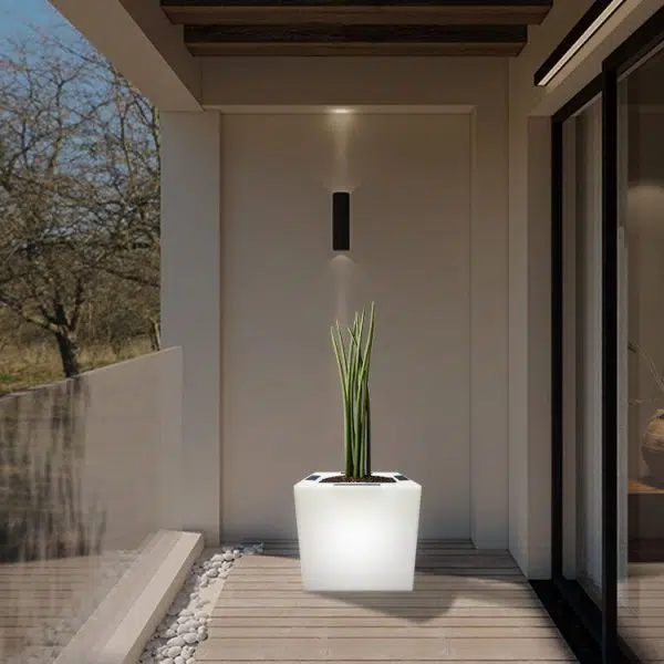 Modern Art Deco Solar Waterproof PE Square Planter LED Outdoor Light Landscape Lighting For Garden & Outdoor Patio - Image 6