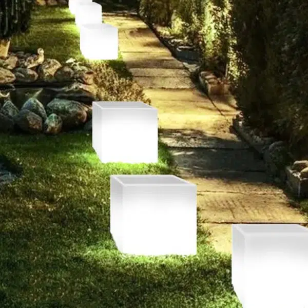 Modern Art Deco Solar Waterproof PE Square Planter LED Outdoor Light Landscape Lighting For Garden & Outdoor Patio - Image 2