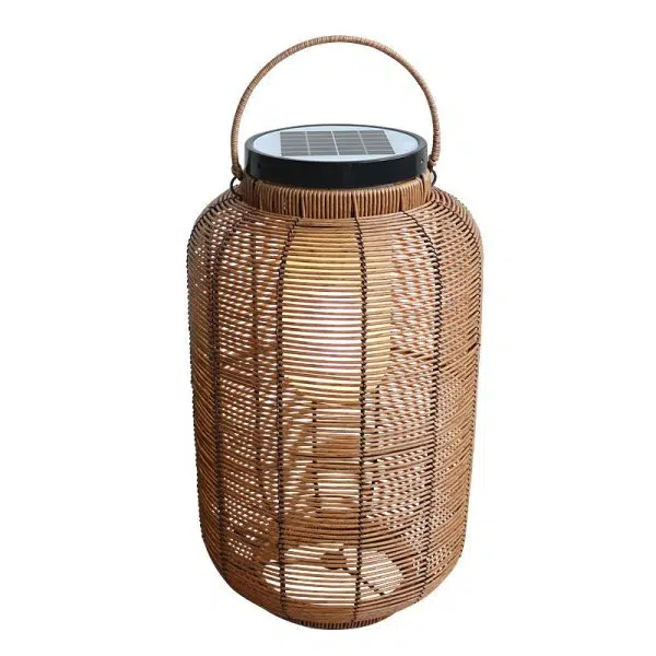 Traditional Japanese Solar Waterproof Weaving PE Rattan Acrylic Iron Cylindrical Lantern LED Landscape Lighting For Garden & Outdoor Patio - Image 12