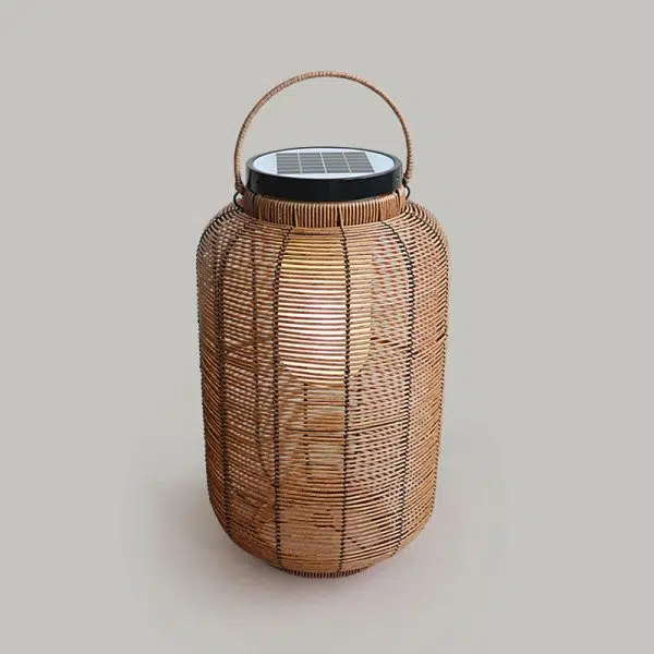 Traditional Japanese Solar Waterproof Weaving PE Rattan Acrylic Iron Cylindrical Lantern LED Landscape Lighting For Garden & Outdoor Patio - Image 11