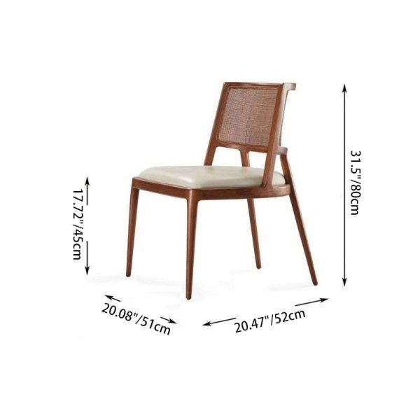 Traditional Vintage Microfiber Leather, Wood & Rattan Curved Dining Chair For Dining Room, Living Room And Bedroom - Image 4