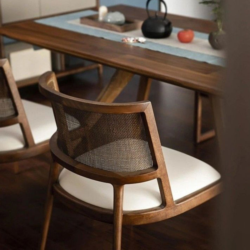 BS-Lighting-BM01758-12.jpg Traditional Vintage Microfiber Leather, Wood & Rattan Curved Dining Chair For Dining Room, Living Room And Bedroom - Image 1