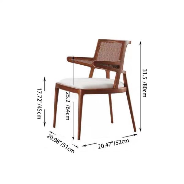 Traditional Vintage Microfiber Leather, Wood & Rattan Curved Dining Chair For Dining Room, Living Room And Bedroom - Image 5