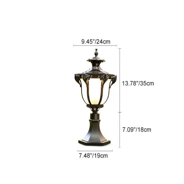Traditional European Column Aluminum Glass 1-Light Post Head Landscape Light For Garden - Image 4